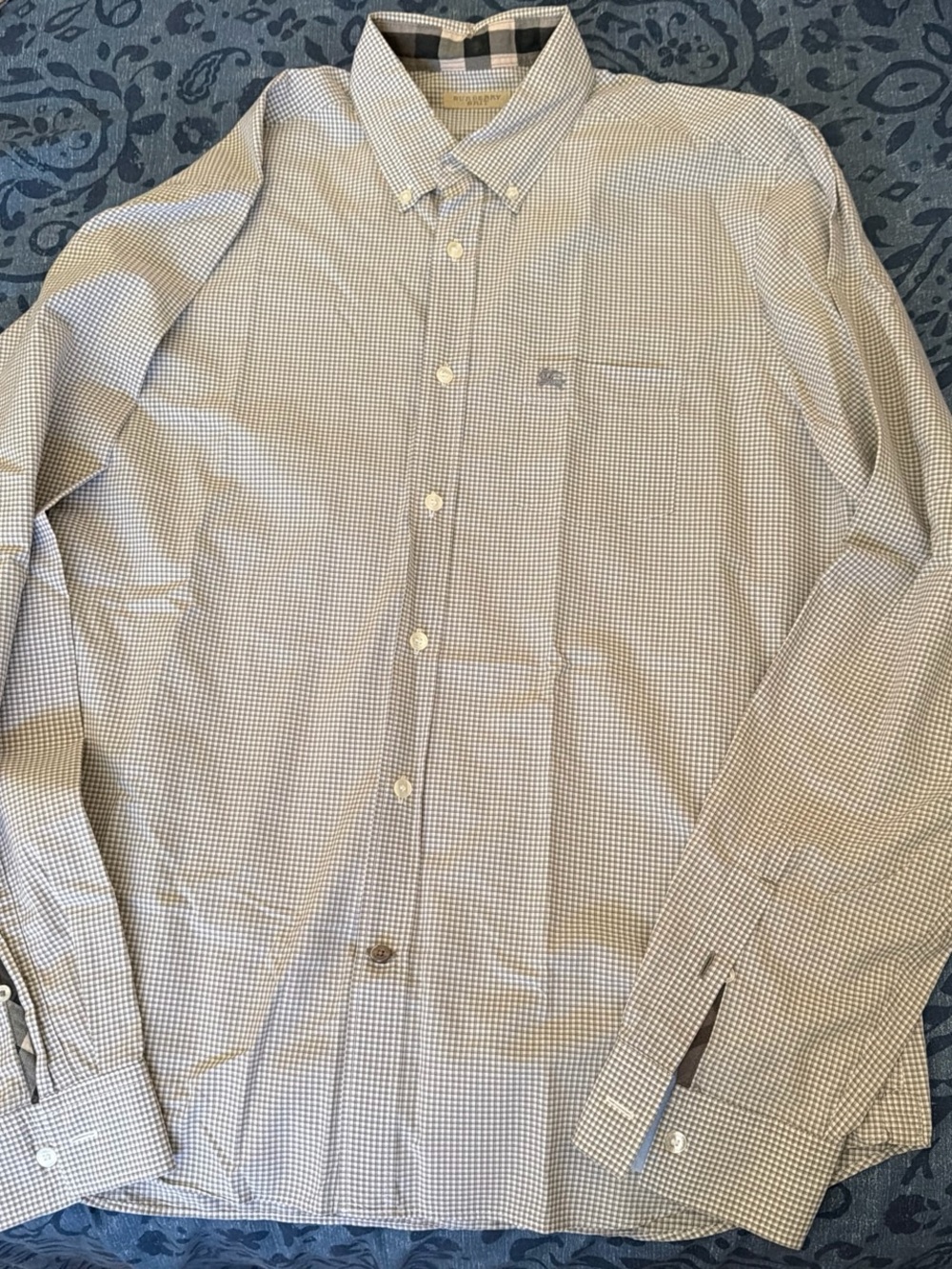 Burberry Brit Men's Micro-Check Dress Shirt in Blue and White